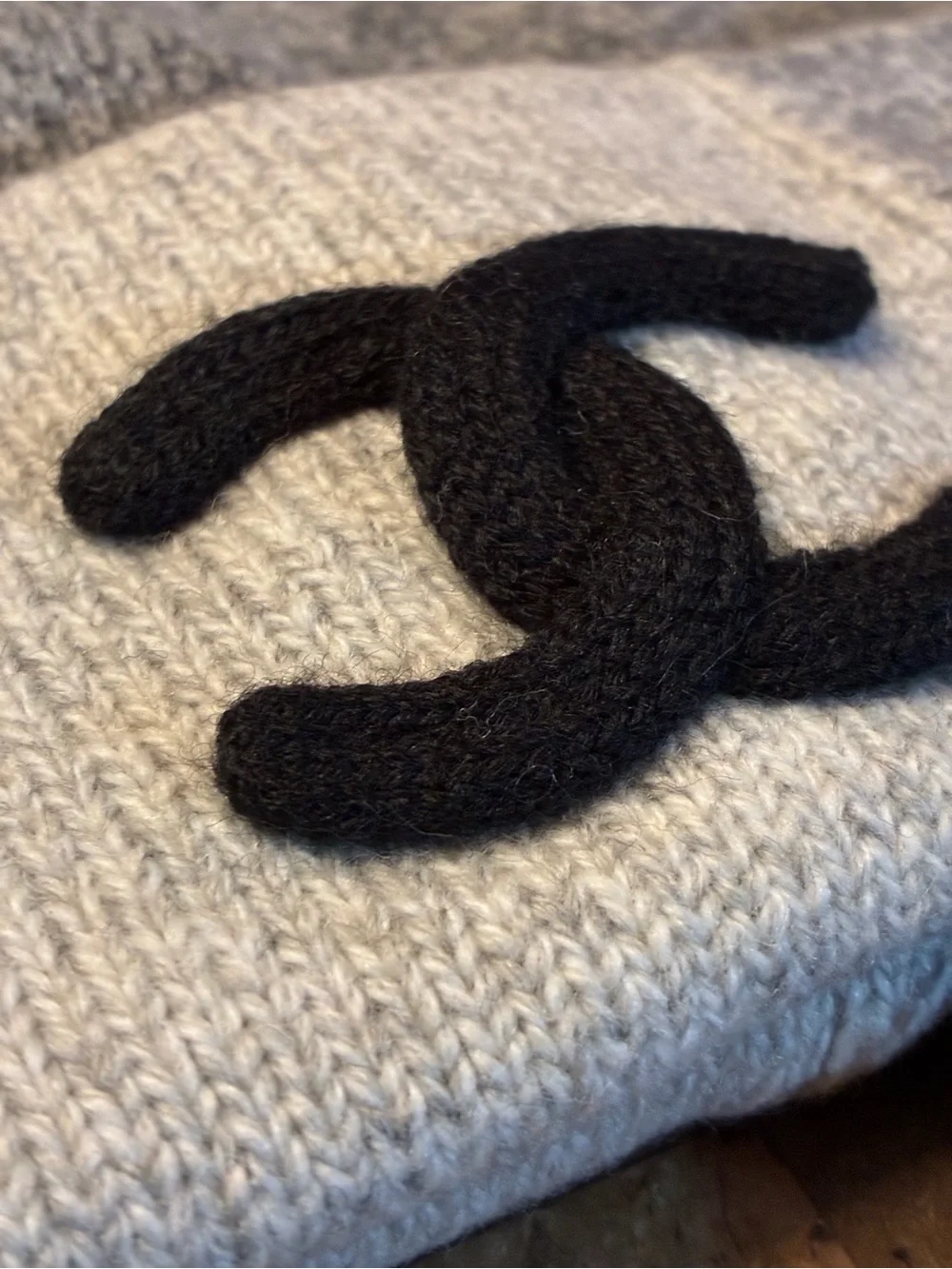 Double C Color Block Dark Gray Light Gray and Black Beanie Hat Cap